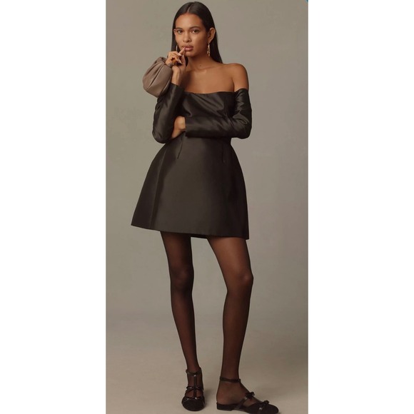 Hutch Long Sleeve Off-The-Shoulder Mini Dress Black Size 10 New - Picture 8 of 9